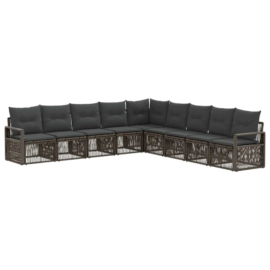 Set Divano da Giardino 9 pcs Grigio polyrattan 3435734