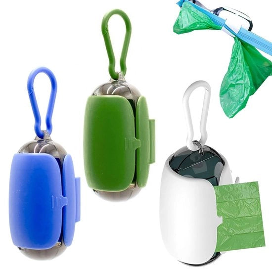 Dispensatore di Sacchetti per Cane - Sostenibile - Fissaggio al Guinzaglio - Translucido - Adatto per Borse da Spalla - Dimensioni compatte 5x4,5x9 cm - Borsa per Cane