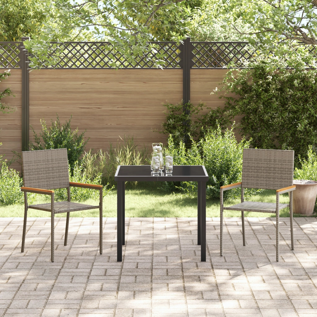 Sedia da Giardino impilabile  con 2 cuscini grigi in rattan sintetico