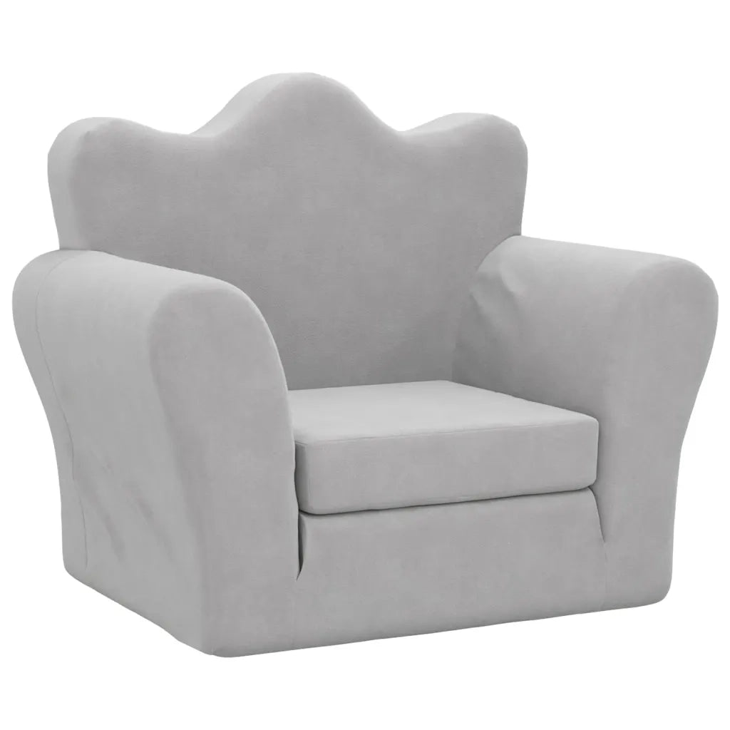 Divano Letto per Bambini Grigio Chiaro in Morbido Peluche 357053