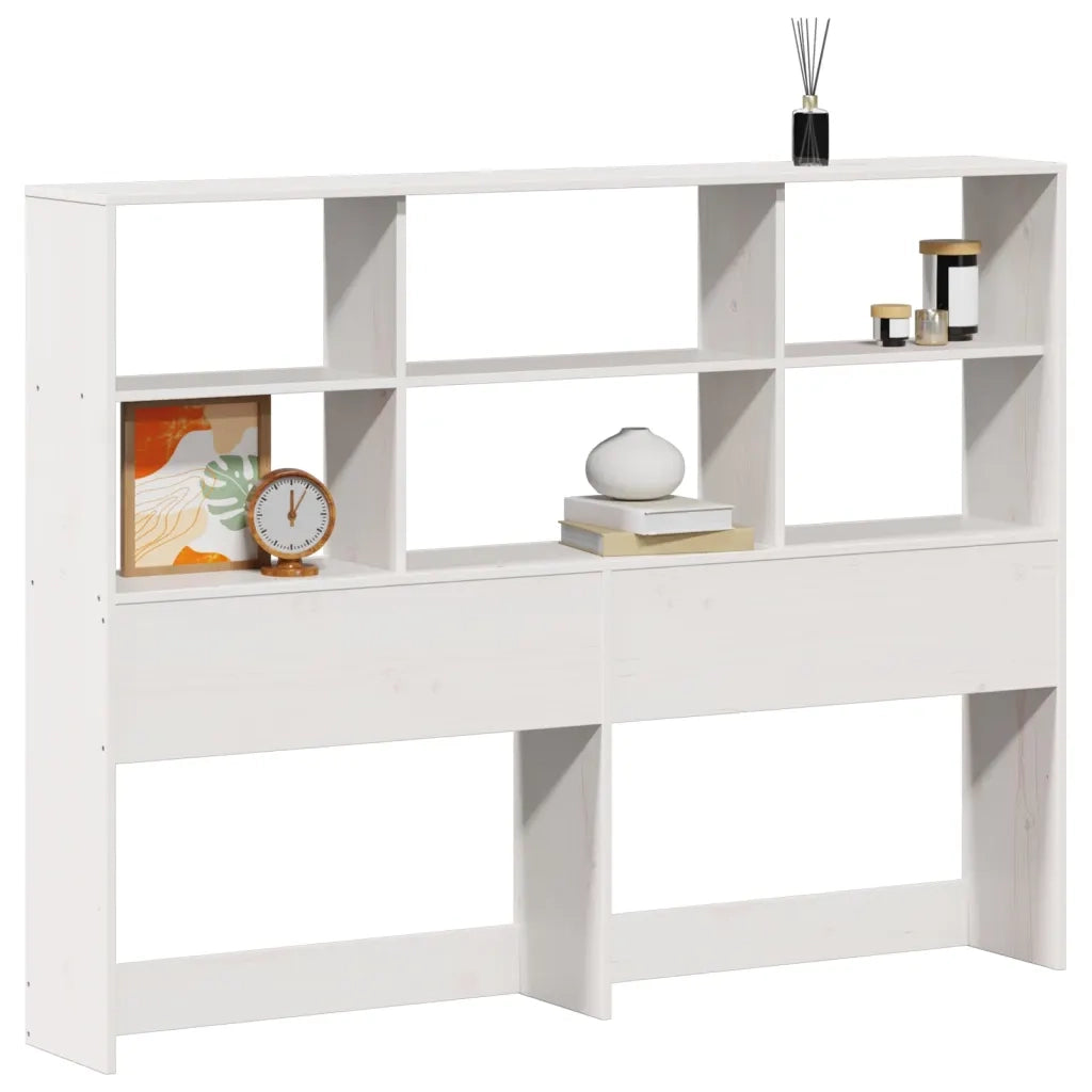 Testiera con Ripiani Bianca 140 cm in Legno Massello di Pino 855661