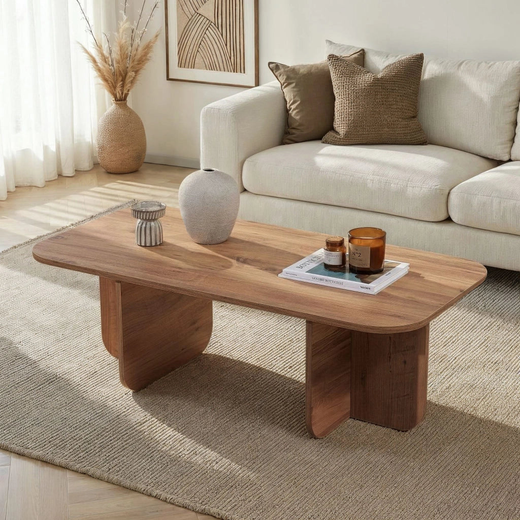 Nomeva, Tavolino da Salotto Forma Rettangolare, 120x60x41h cm Marrone Rovere