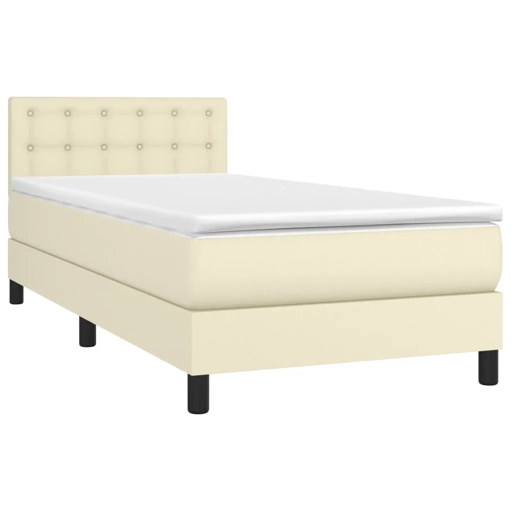 vidaXL Giroletto a Molle con Materasso Crema 90x190 cm in Similpelle