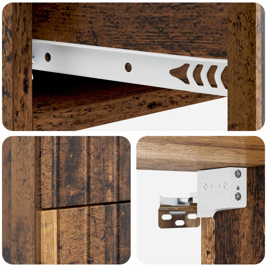 Mobiletto da notte a muro 2 pcs Legno antico 33 x 34,5 x 43 cm 898312