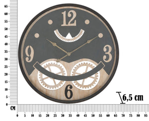 Orologio xxx Ø67x6,5 cm in Ferro MDF e Vetro Nero e Marrone