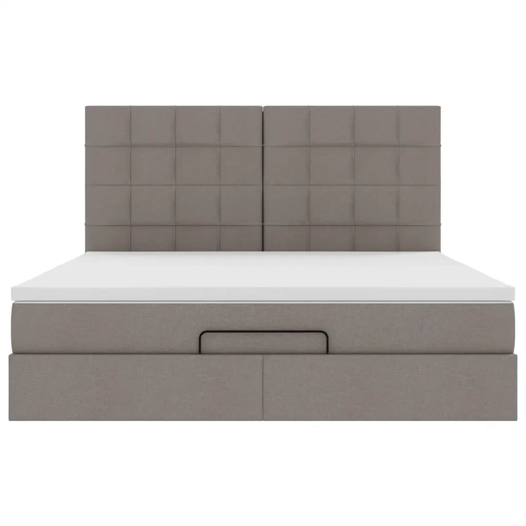 vidaXL Struttura Letto Pouf con Materasso Tortora 180x200cm in Tessuto