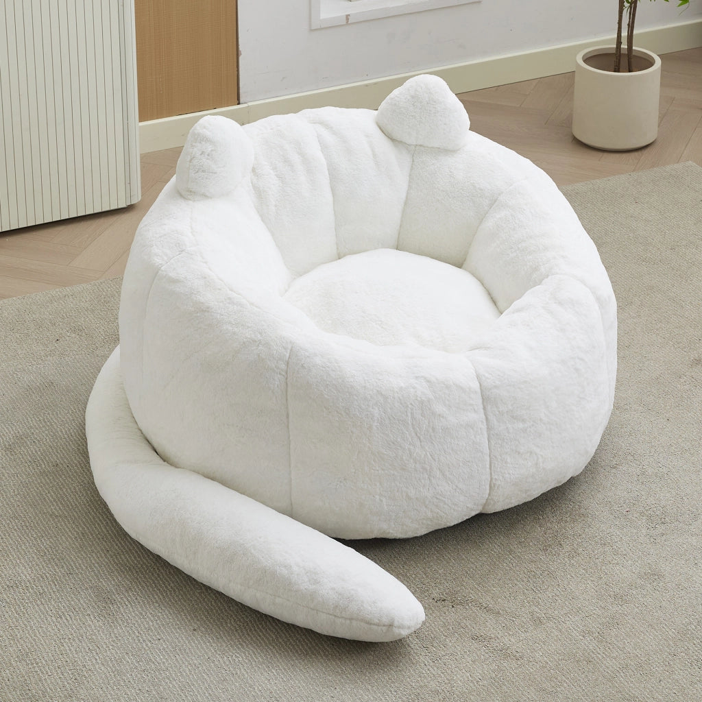 DIVANO a forma di loto in peluche bianco