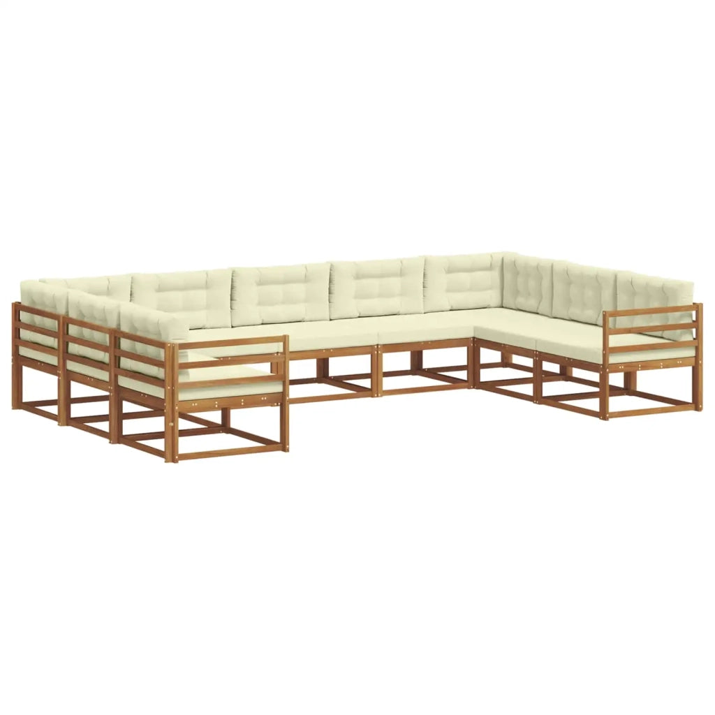 Set di divani da esterno con cuscino 9 pcs Naturale e Crema 3368153