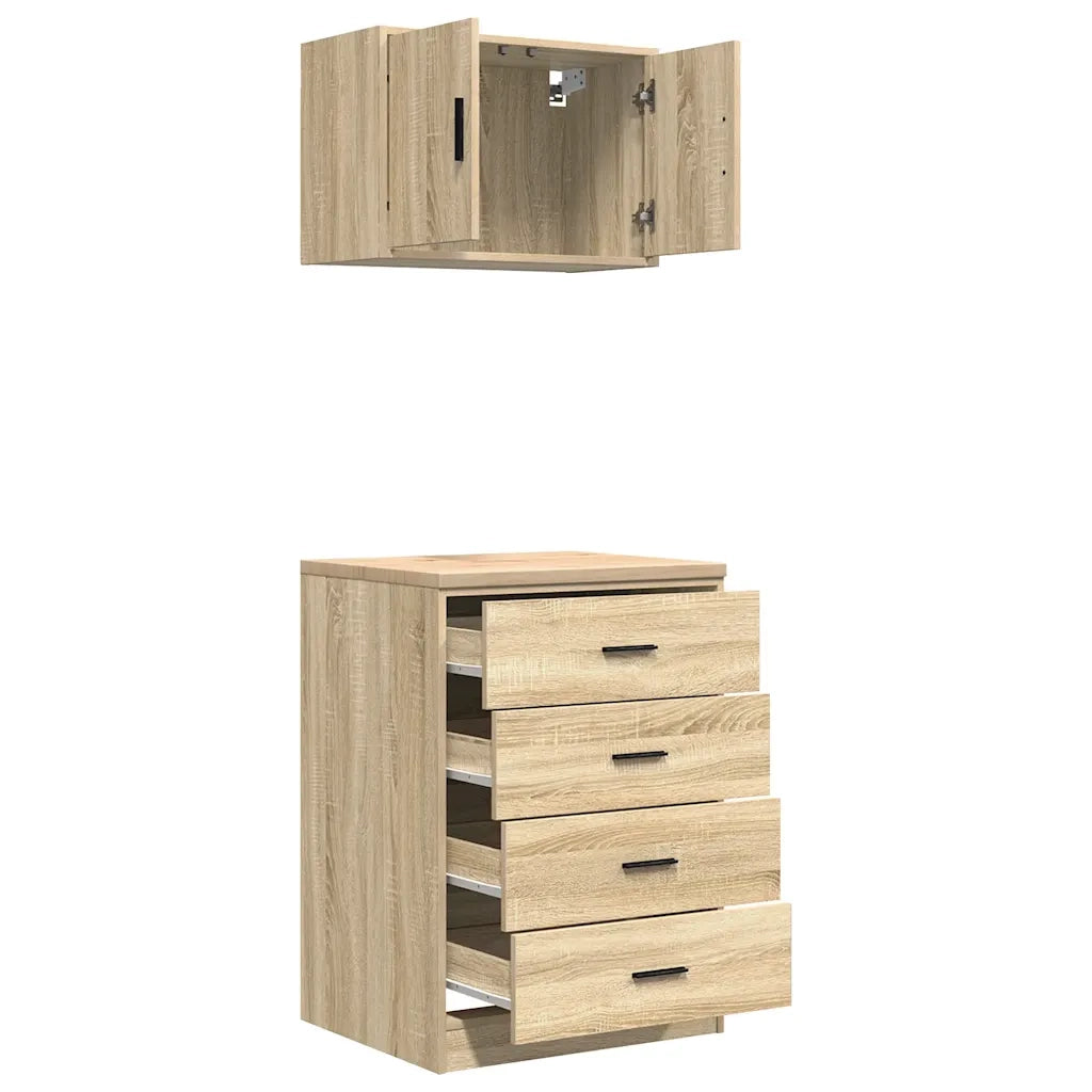 Armadi da Garage 2 pz Rovere Sonoma in Legno Multistrato