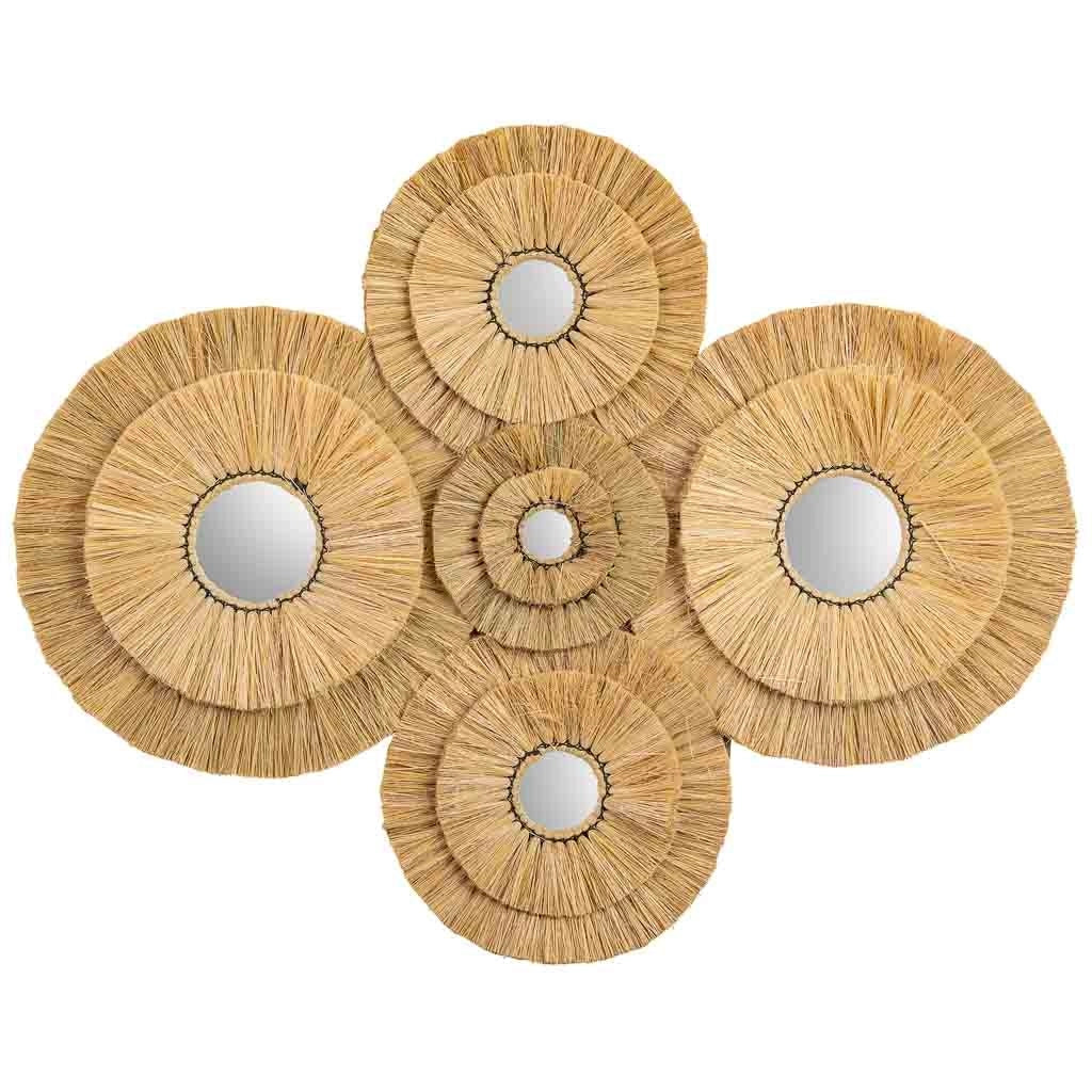Specchio in fibra naturale marrone 97x77x3h