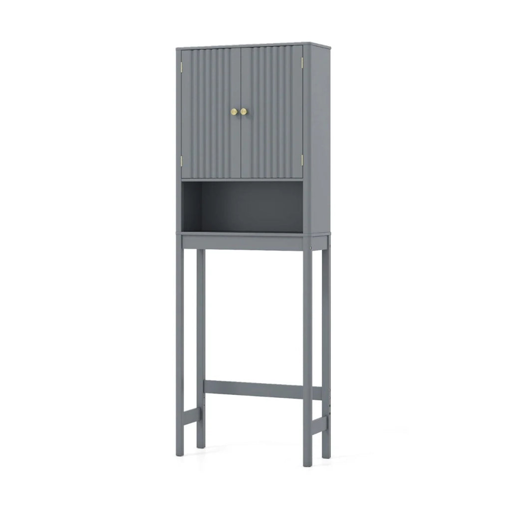 Mobiletto portaoggetti sopra il WC 60 x 23 x 168 cm spazio di archiviazione ottimizzato decorativo stile moderno MDF grigio 20_0018711