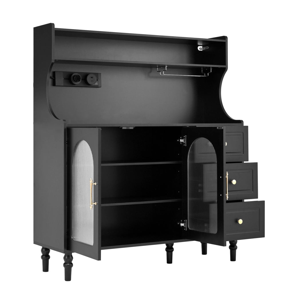 Mobile Buffet con Cassetti, Prese e Portabicchieri ¨C MINIMAL ¨C Nero