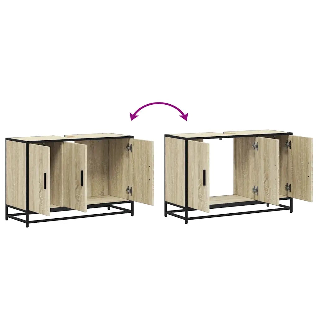 Mobile Lavabo Bagno Rovere Sonoma 90x33x60 cm Legno Multistrato