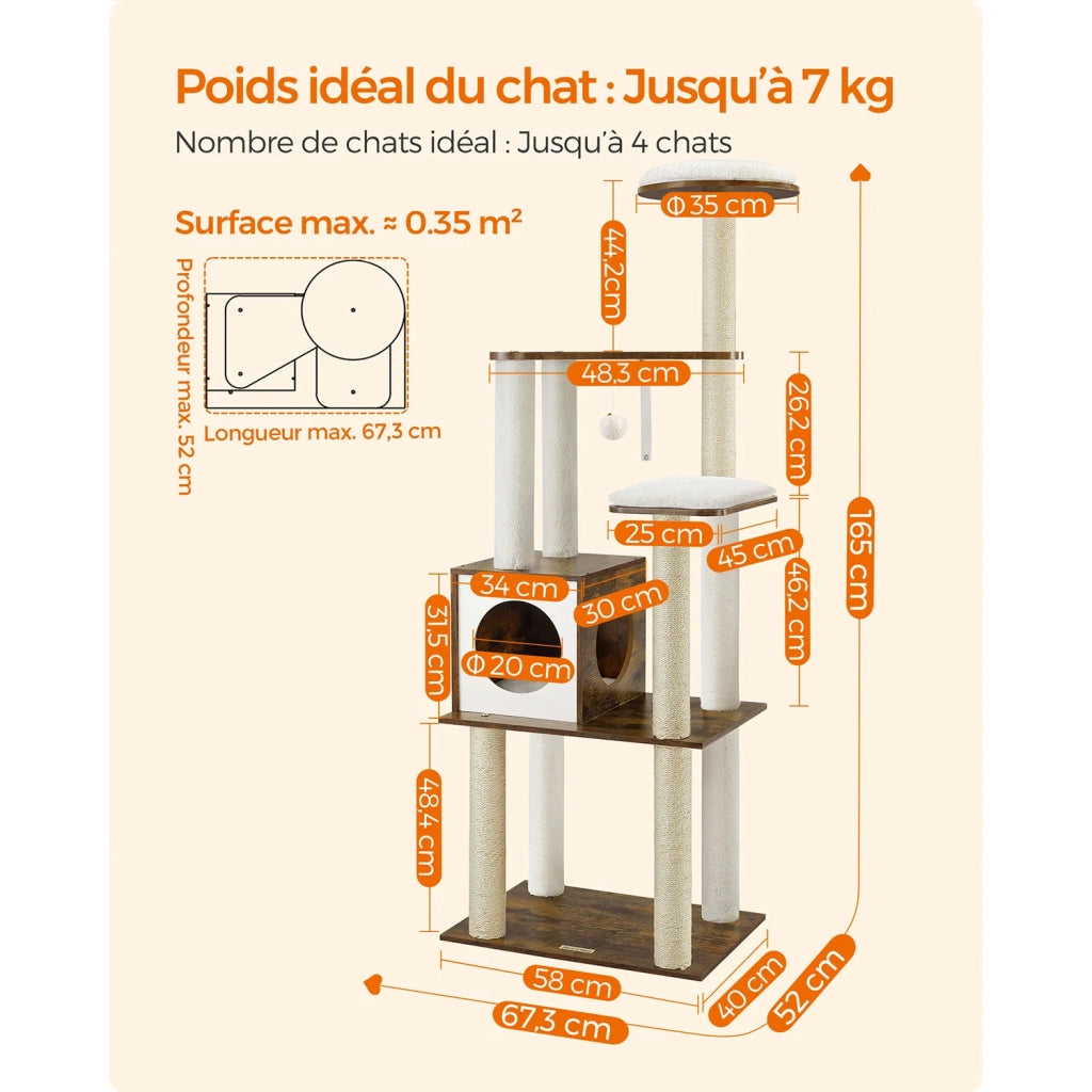 Torre tiragraffi moderna da 165 cm con 5 tiragraffi cuscini lavabili e sfoderabili piattaforma cuccia per gatti arredamento da interno per gatti grigio 12_0003905