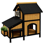 Casetta per Gatti con Fioriera ¨C Zephmum ¨C Giallo Bianco Nero 96x65x85.5 cm