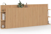 Testiera JULIETTE su piede per letti da 140 e 160 cm con vani contenitori effetto doghe in legno
