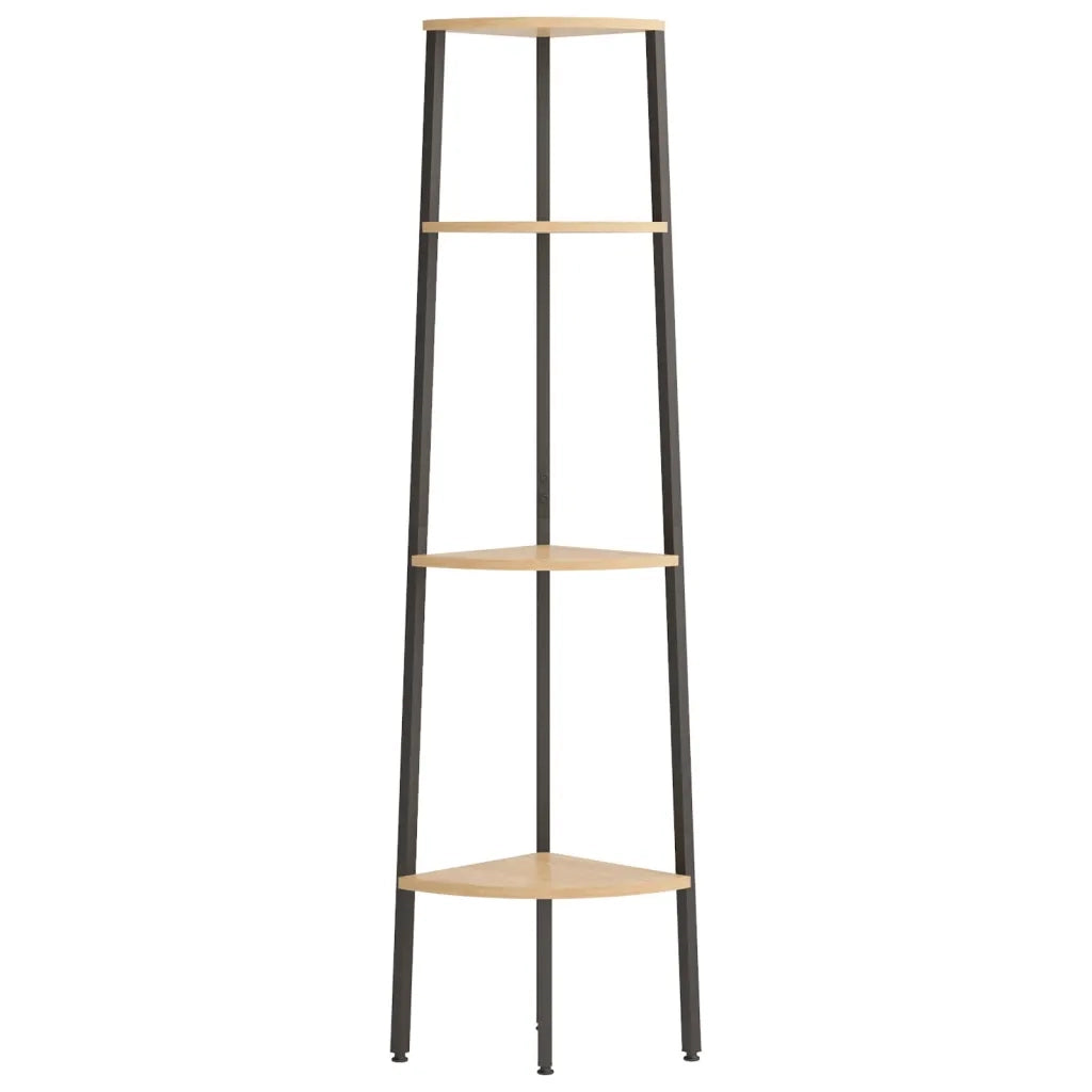 Scaffale angolare a 4 ripiani marrone chiaro e nero 45,5x31,5x150 cm CFW4748335