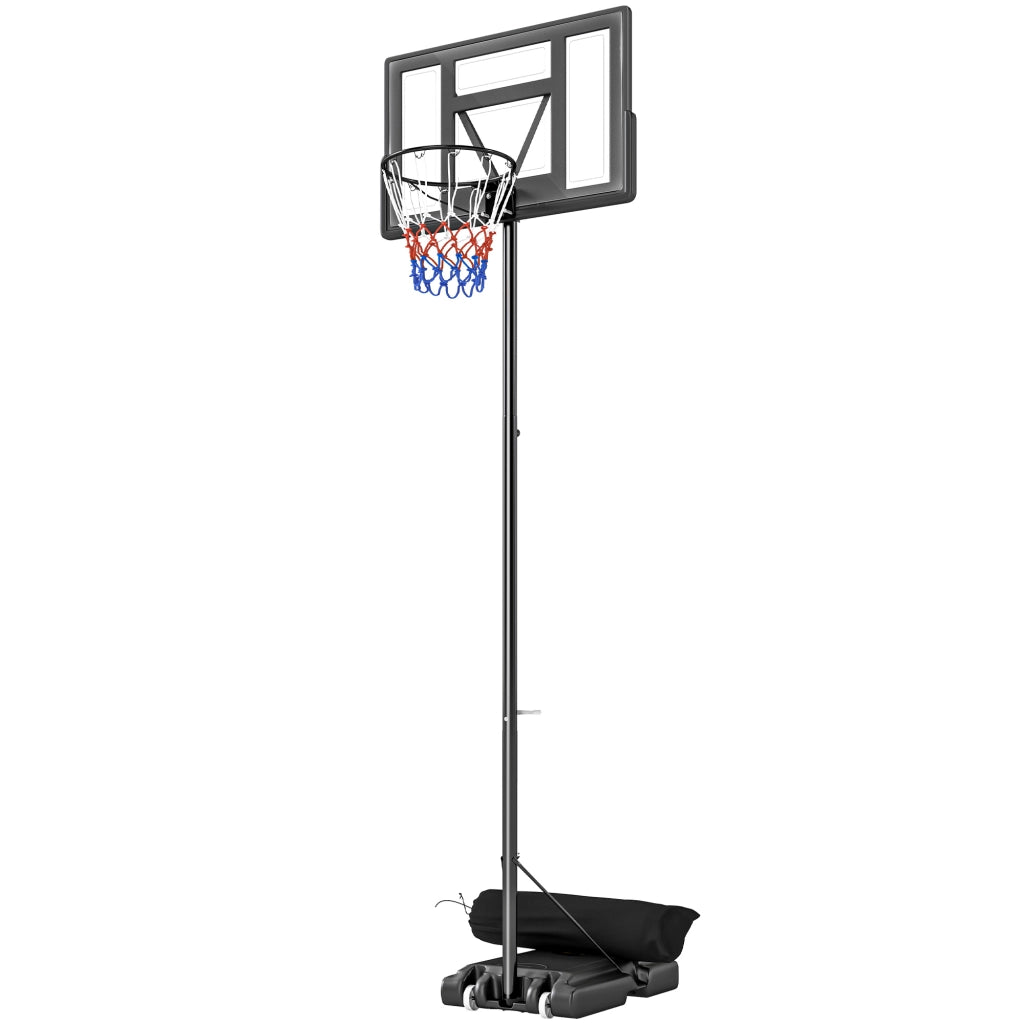Canestro Basket con Altezza Regolabile 1,3-3 m, Base Riempibile e Ruote, Nero