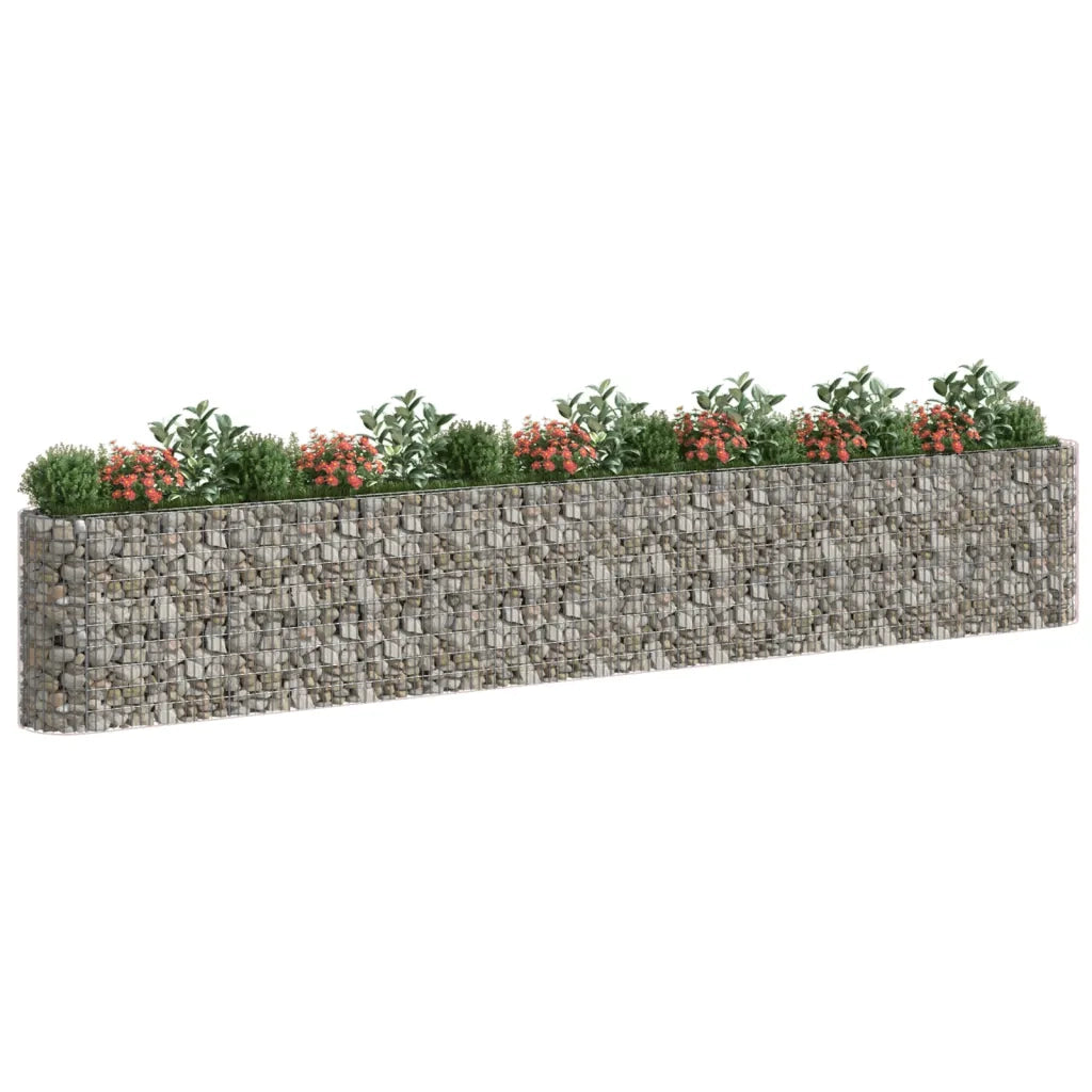 Gabbione con Fioriere | Cassetta per fiori | Letto Rialzato in Acciaio Zincato 610x50x100 cm
