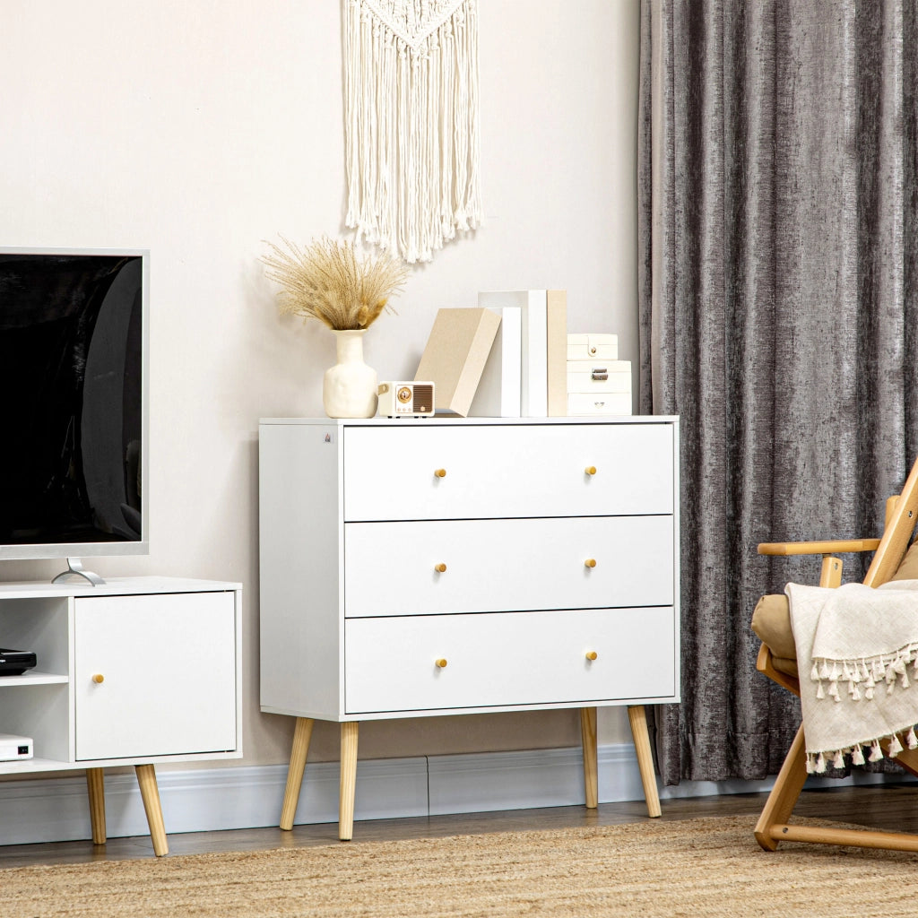 Cassettiera design scandinavo ¨C zephmum ¨C legno pino effetto bianco 80x30x80 cm
