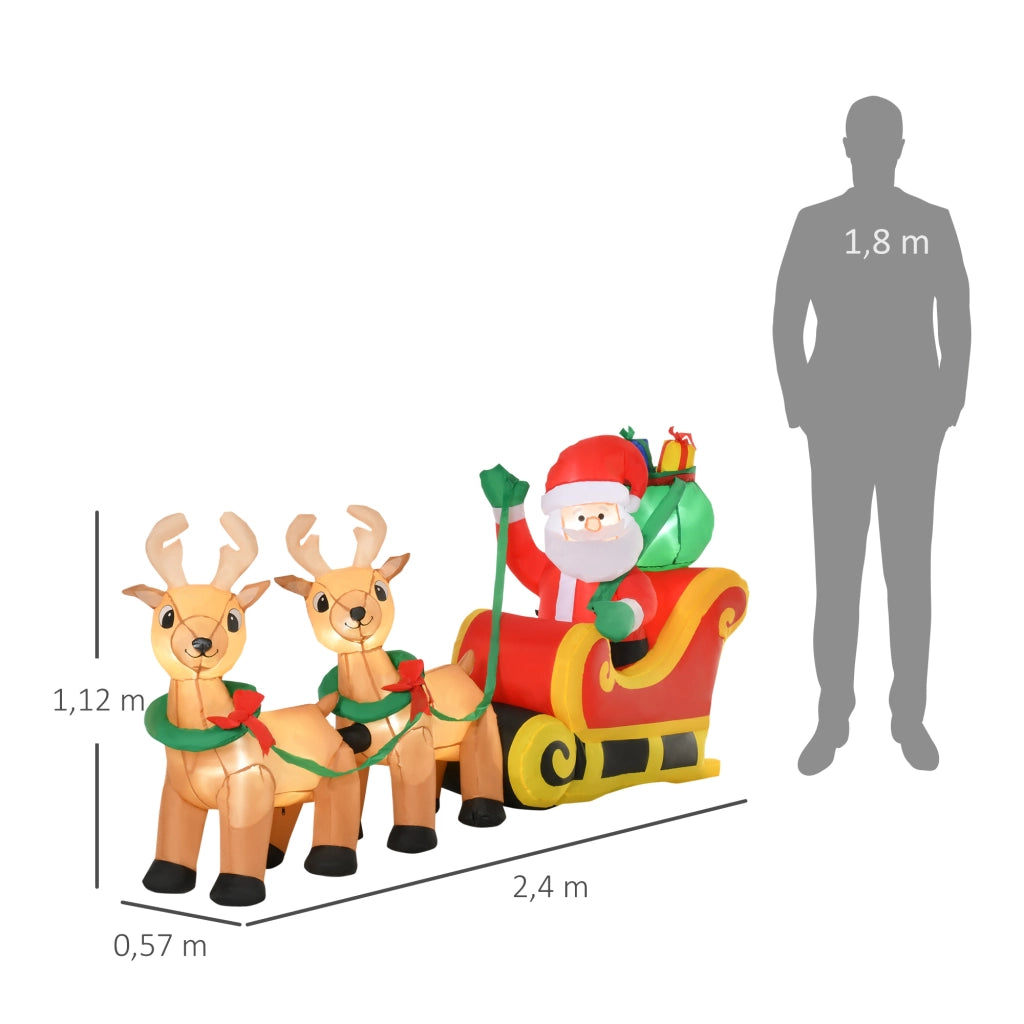 Babbo Natale Gonfiabile con Slitta e Renne ¨C Xylo ¨C Con Luci LED 240x57x112 cm