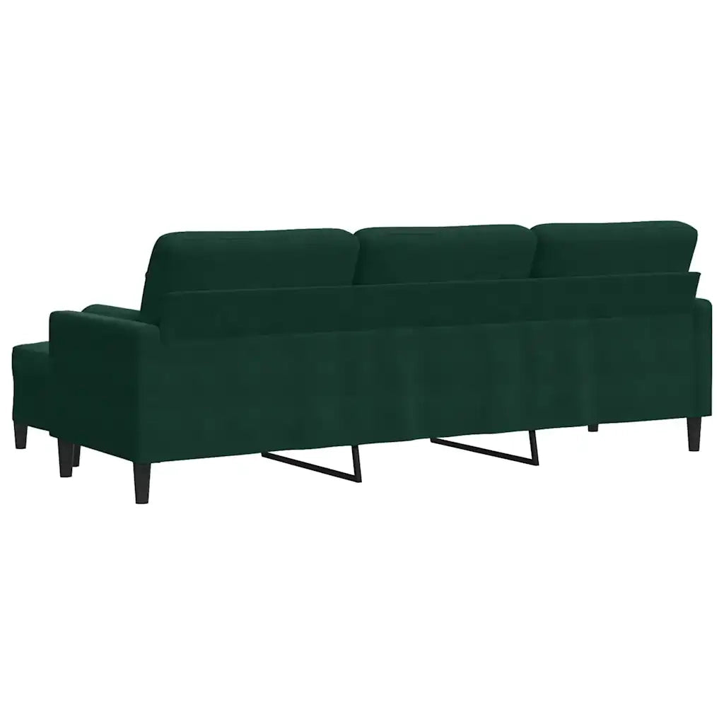 vidaXL Divano a 3 Posti con Poggiapiedi Verde scuro 210cm in Velluto