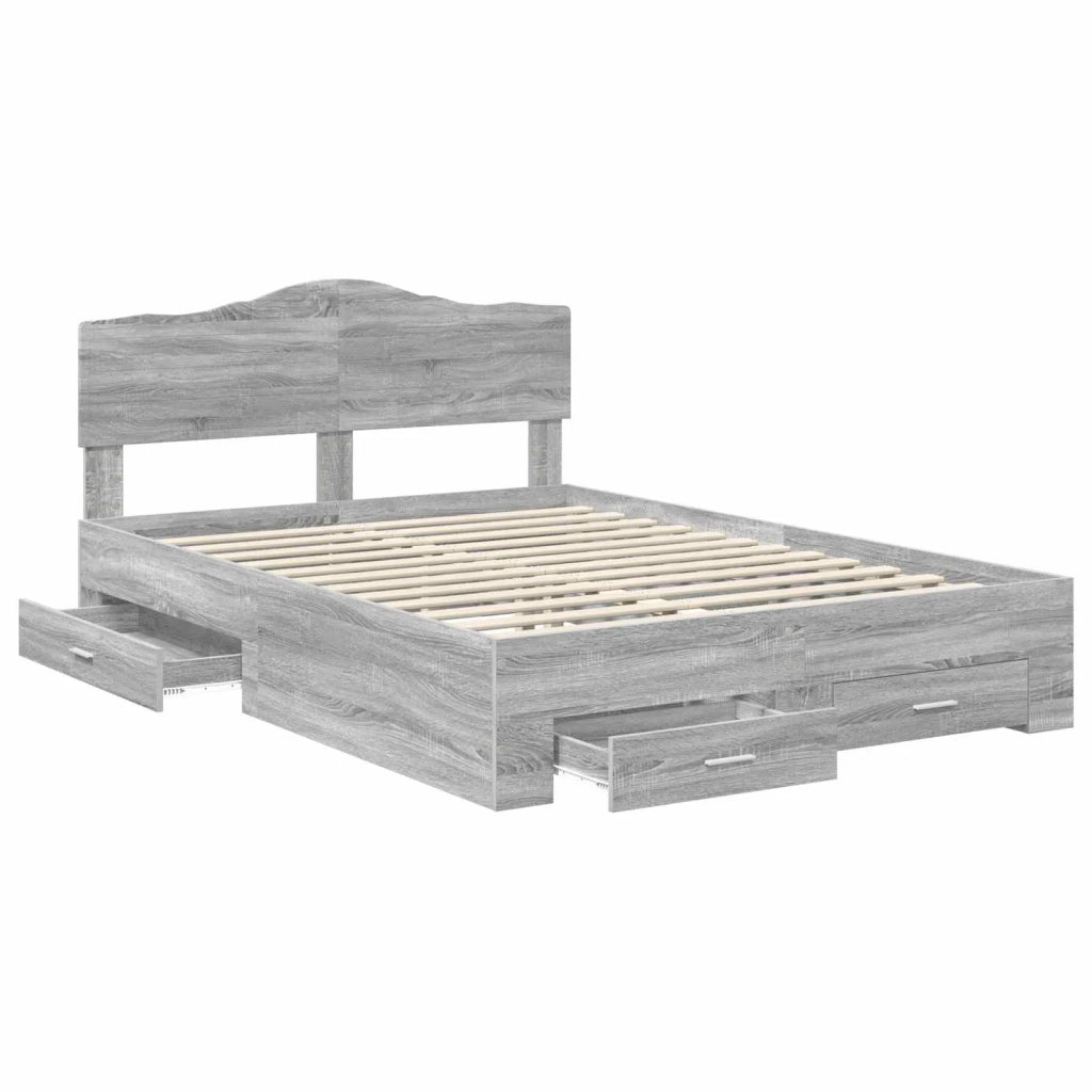 Struttura del letto con testiera Grigio Sonoma 140 x 190 cm 3413198
