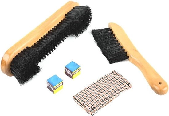 Set di Pulizia per Tavolo da Biliardo con Pennello in Legno Massello e Accessori in Nylon