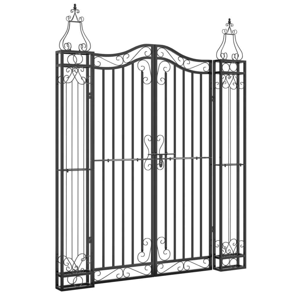 Cancello da Giardino Nero 121x8x150 cm in Ferro Battuto 363432