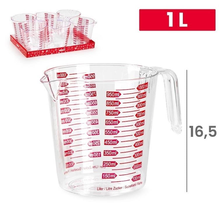 Brocca Caraffa in Plastica Graduata Trasparente 1 Litro