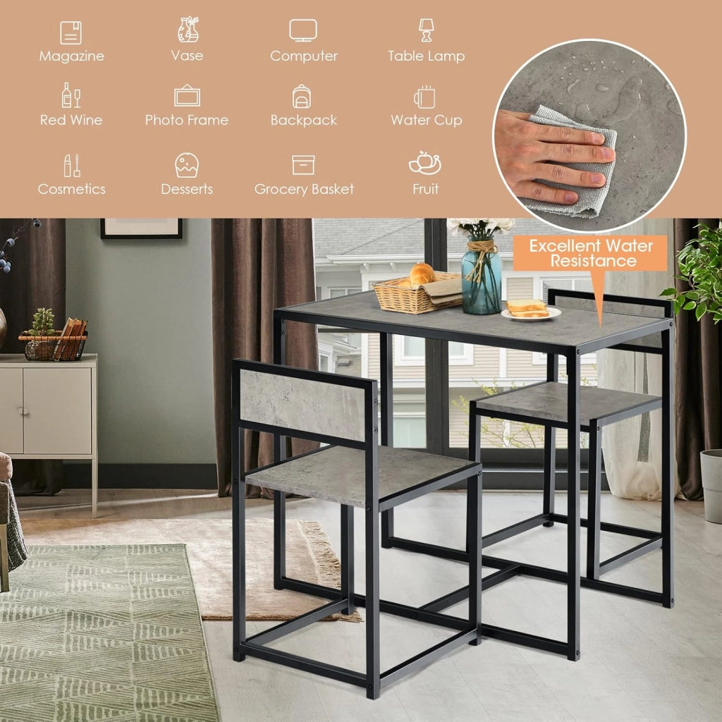 Set di Tavolo da Bar da 3 Pezzi, Set 3 Pezzi con 2 Sedie e Tavolo, Piccolo Tavolo da Cucina per 2 Persone, Tavolo da Bistrò, 3 Colori