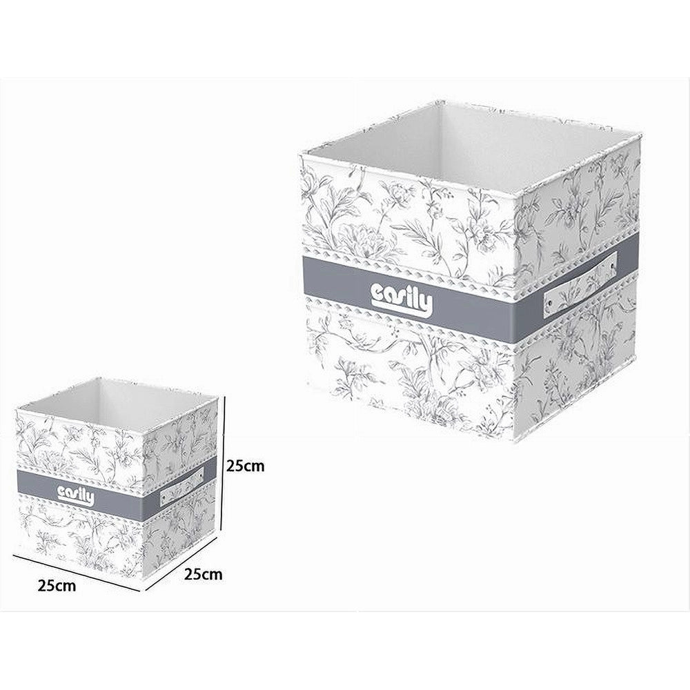 Trade Shop - Box Portatutto Scatola Salvaspazio Contenitore Organizer 25x25x25cm Fantasia 87311 -