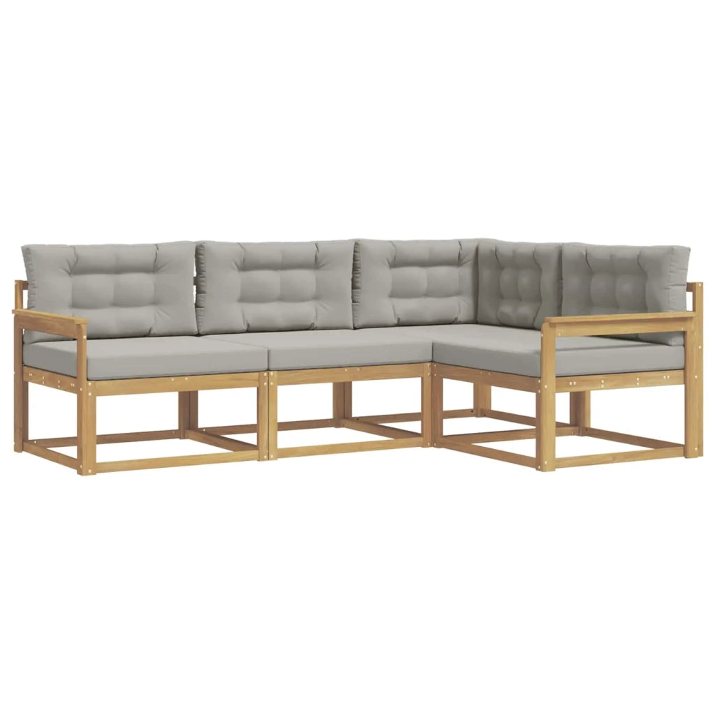 Set di divani da esterno 3 pcs Bianco e Grigio Chiaro