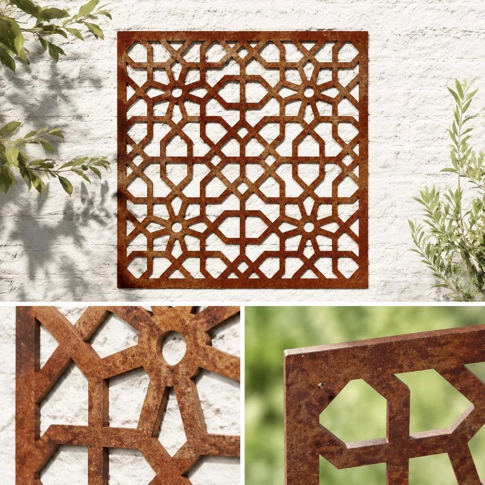 Garden Wall Decoration 55x55 Cm Corten Steel Moorish Design