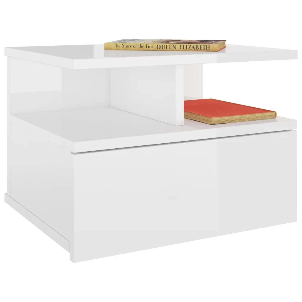 Comodini Pensili 2 pz-Set di 2 Tavolino da notte Bianco Lucido 40x31x27cm Legno Multistrato