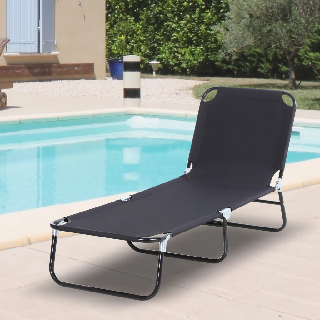 Lettino da giardino ¨C zephmum ¨C nero 190x56x28 cm
