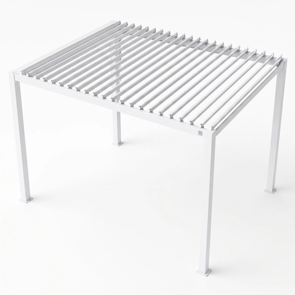 Pergola Gazebo Bioclimatica 3X4 Metri Con Tetto A Lamelle Orientabili Sistema Di Drenaggio Struttura In Acciaio E Alluminio Resistente Ai Raggi UV Per Giardino Terrazza E Piscina Bianco Opaco