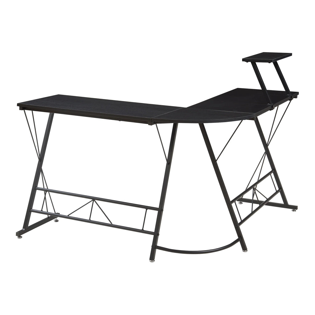 Scrivania/postazione di lavoro con piano rialzato 122 x 122 x 98 cm nero 03_0009073