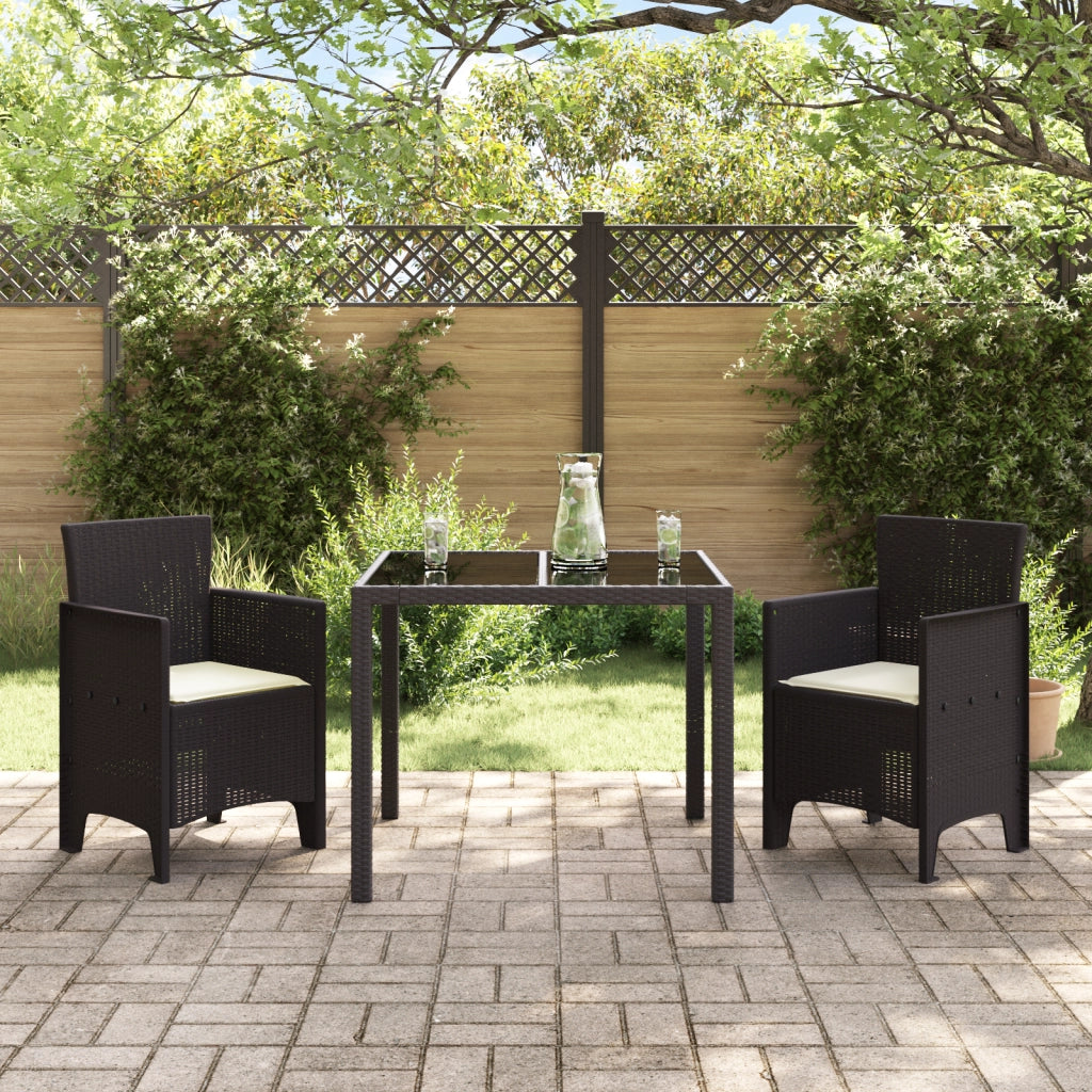Set di 2 Sedie da giardino con cuscini in Rattan marrone