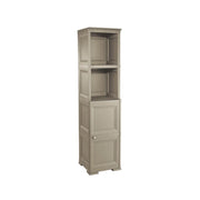 MOBILE BAGNO SALVASPAZIO 4 MODULI TAUPE 40X43X164 CM CON ANTA EFFETTO LEGNO E RIPIANI A VISTA – MOBILE CONTENITORE VERTICALE PER ARREDO BAGNO