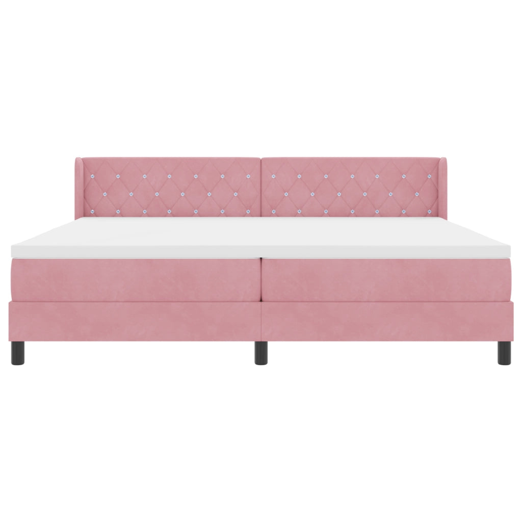 Letto a Molle con Materasso Rosa 200x200 cm Velluto