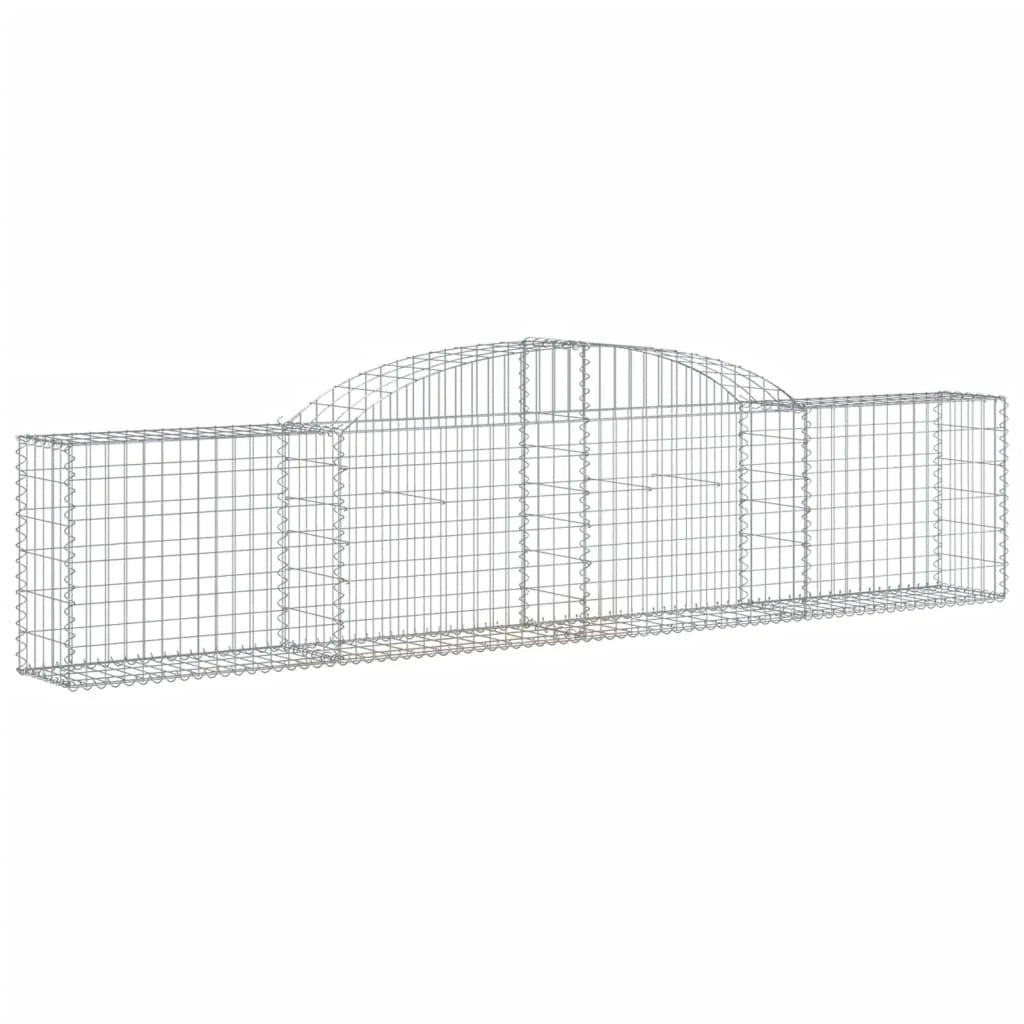 Cestini gabbioni recinzione a gabbia muro di contenimento ad arco 13 pezzi 300 x 30 x 60/80 cm ferro zincato argento 02_0040389