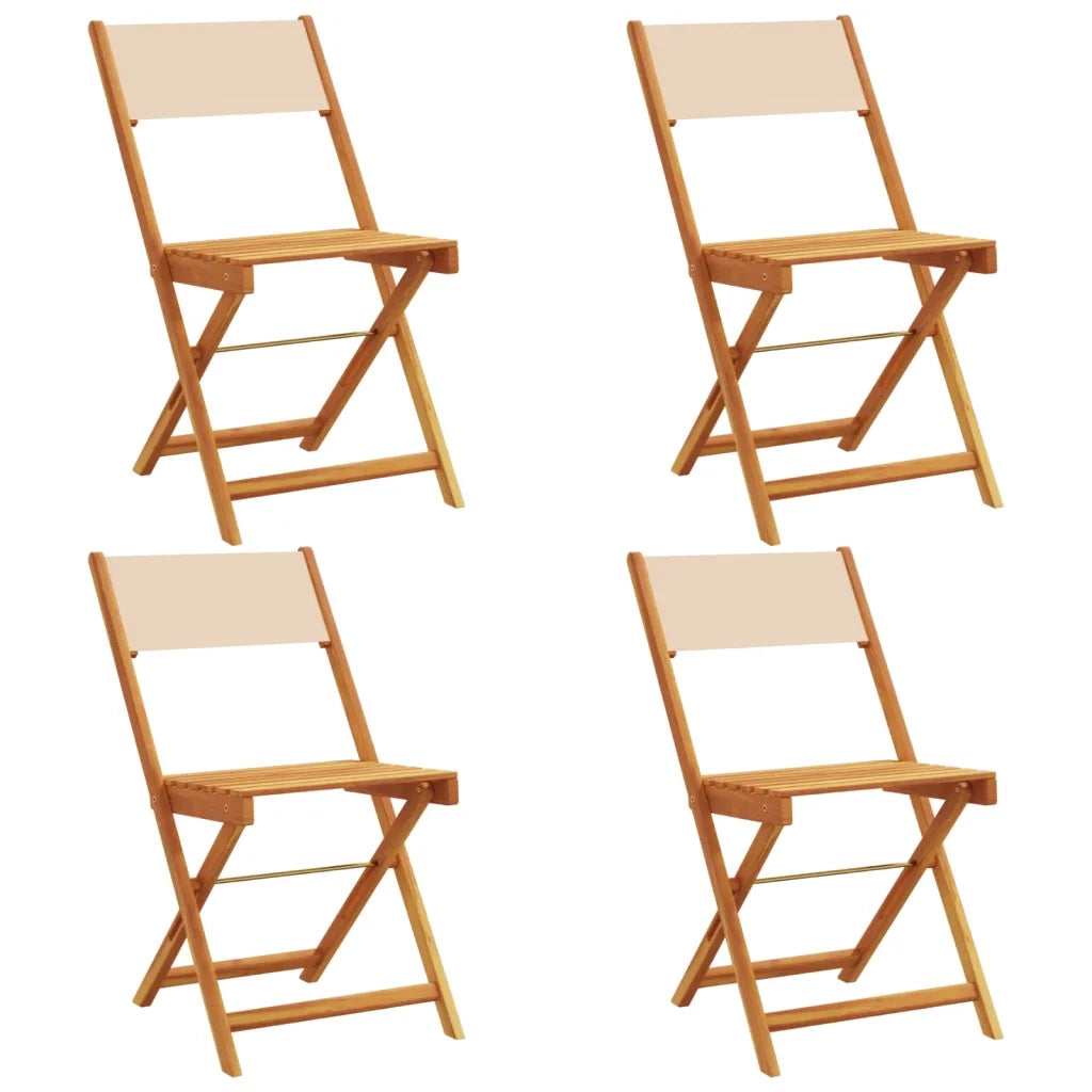 vidaXL Sedie da Giardino Pieghevoli 4pz Beige Tessuto e Legno Massello