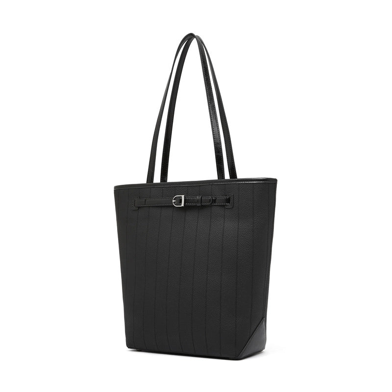 Borsa tote da donna in vera pelle, nera.