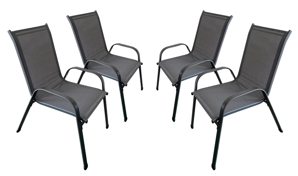 Set 4 Sedie da Giardino 71x55x91 cm con Braccioli Grigio Scuro