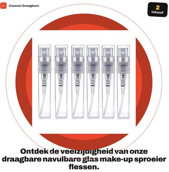 Kit di spruzzatori portatili - contenitore di profumo riutilizzabile - vetro - diffusore cosmetico - set da 6 - 2/5 ml capacità - contenitore di profumo