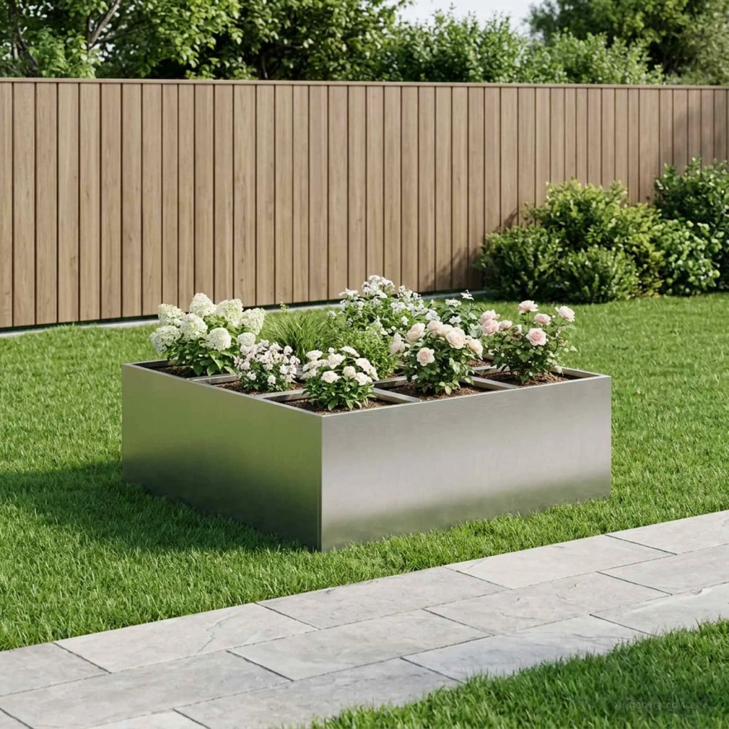 Vaso da giardino Argento 100 x 100 x 30 cm Acciaio Inox 8005747