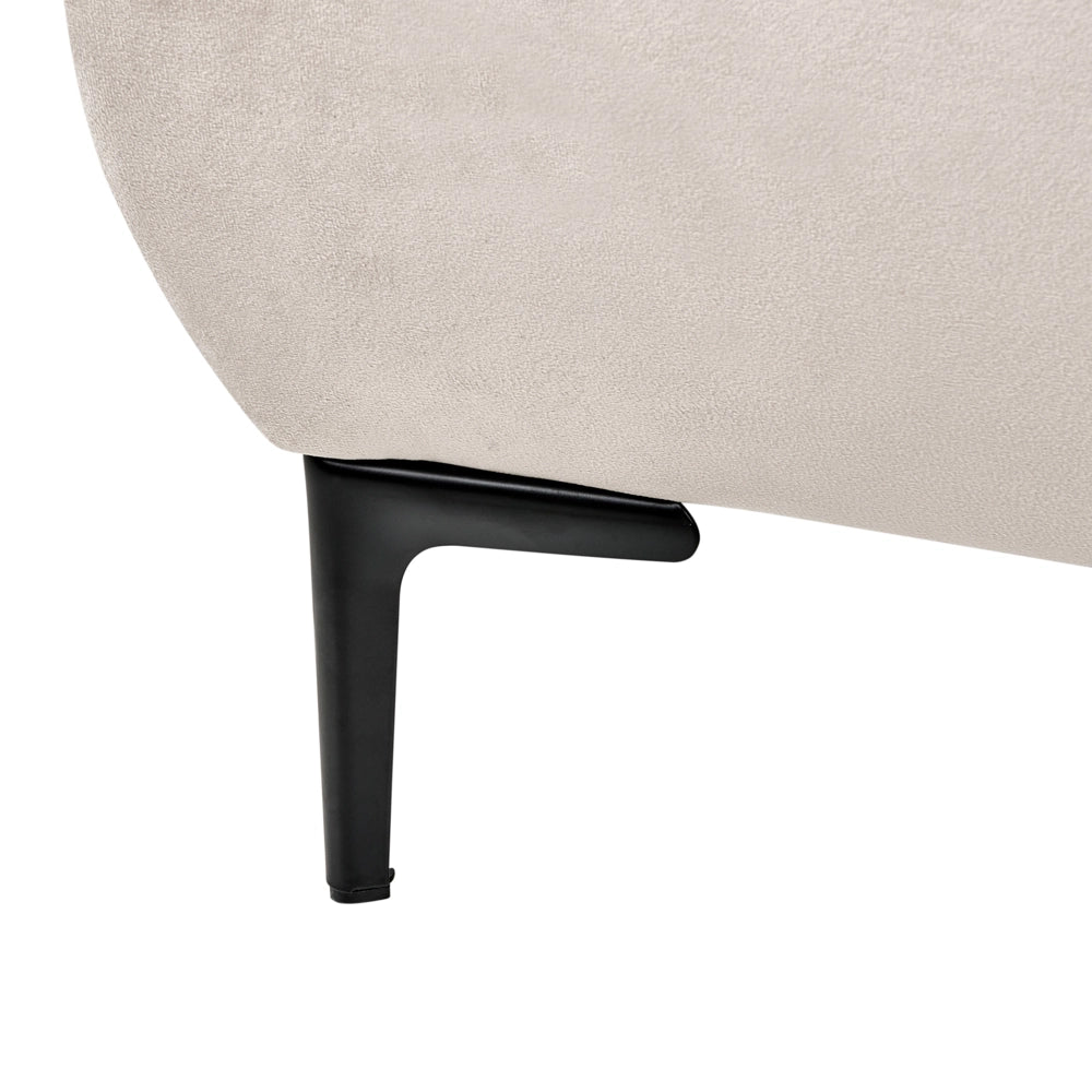 Letto con rete in velluto beige chiaro 160 x 200 cm testata gambe in metallo nero camera da letto classica minimalista