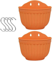 Set di vasi per piante appesi da esterno da 2 pezzi, vaso per piante in plastica, portapiante per balcone, muro, parete, vaso per piante appeso con sistema di sostegno, 4 ganci e foro di drenaggio.
