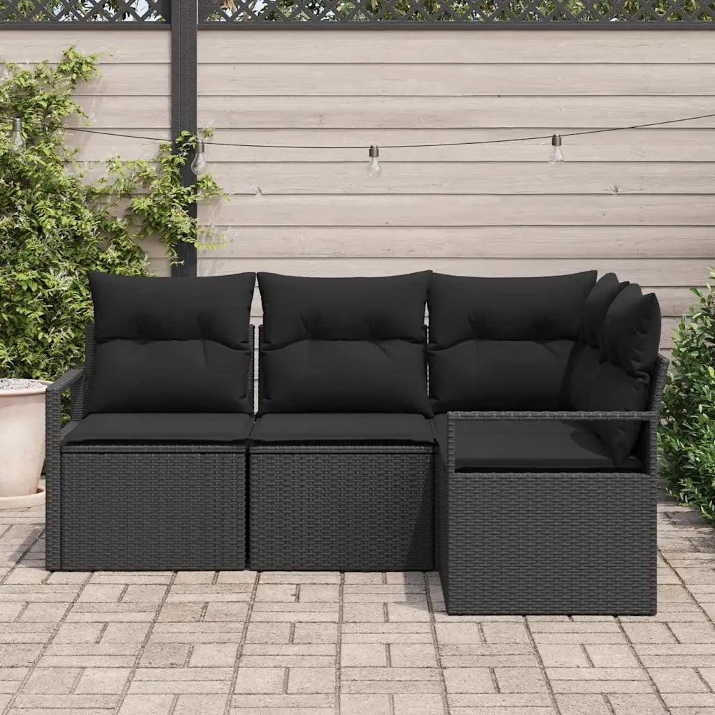 Set di divani 4 pz | Set Salotto da Giardino Nero polyrattan